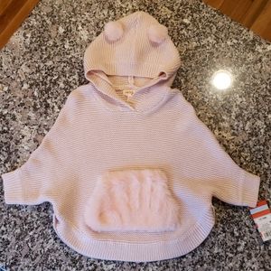 NWT Light pink shimmering pullover poncho, 12-18 M